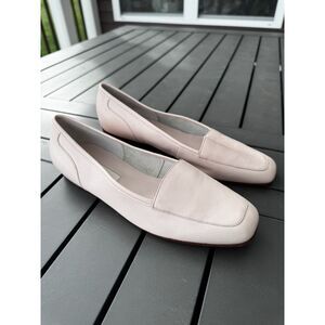 Enzo Angiolini Pink Leather Square Toe Loafer Ballet Office Shoe Size 7.5 Preppy